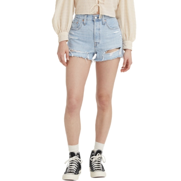 Levi's 501 Original High Rise Distressed Jean Shorts | Size 27 - Picture 1 of 10